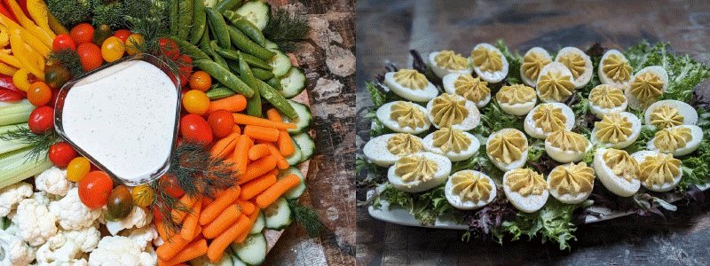 17th Street Party Platters of fruit, crudite, charcuterie, deviled eggs, smoked turkey sliders, cookies, fruit and mini-crullers